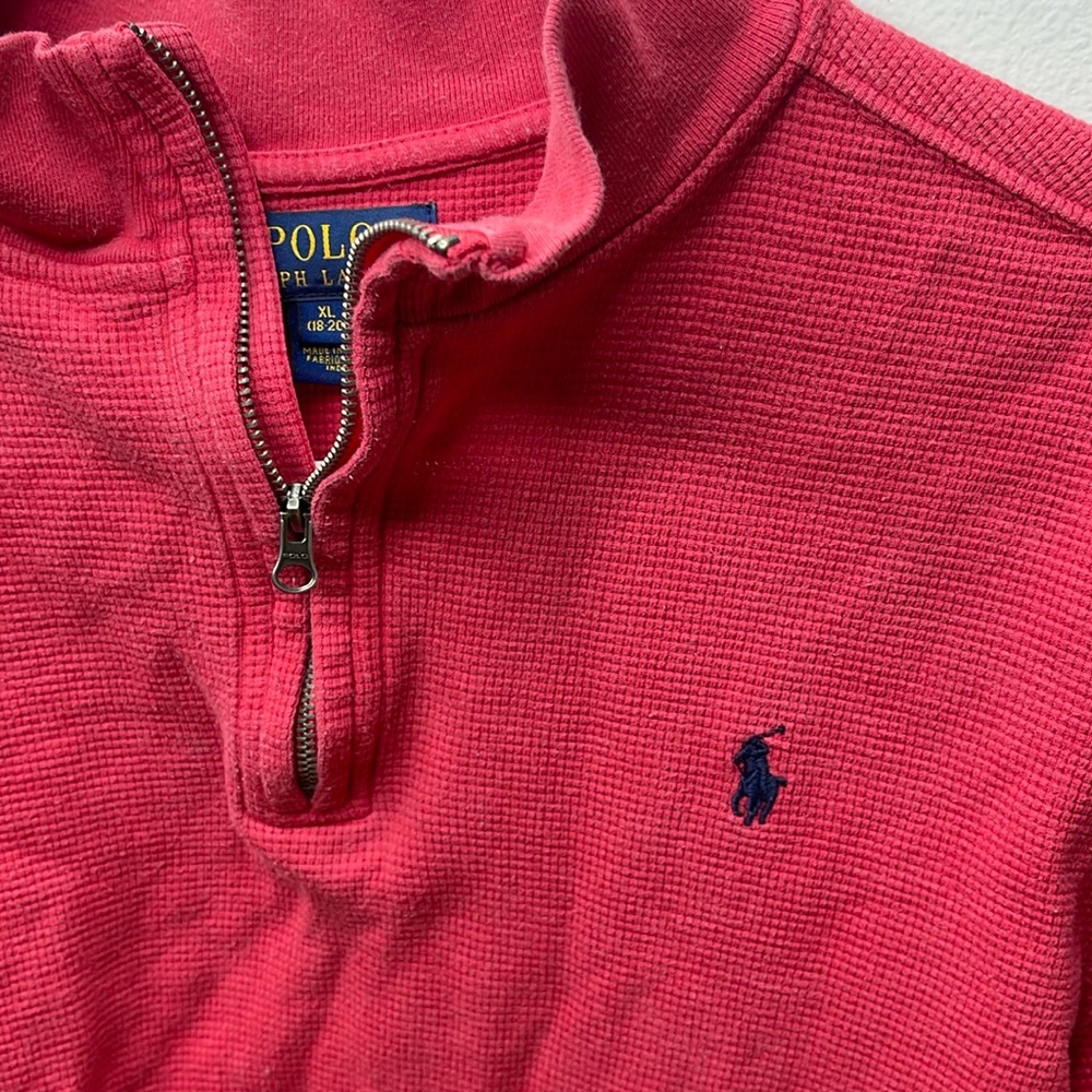Boys red Polo Ralph Lauren halfway zip sweater.